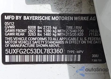 2013 BMW X6 xDrive35I z USA, uszkodzony, nr VIN 5UXFG2C53DL783360